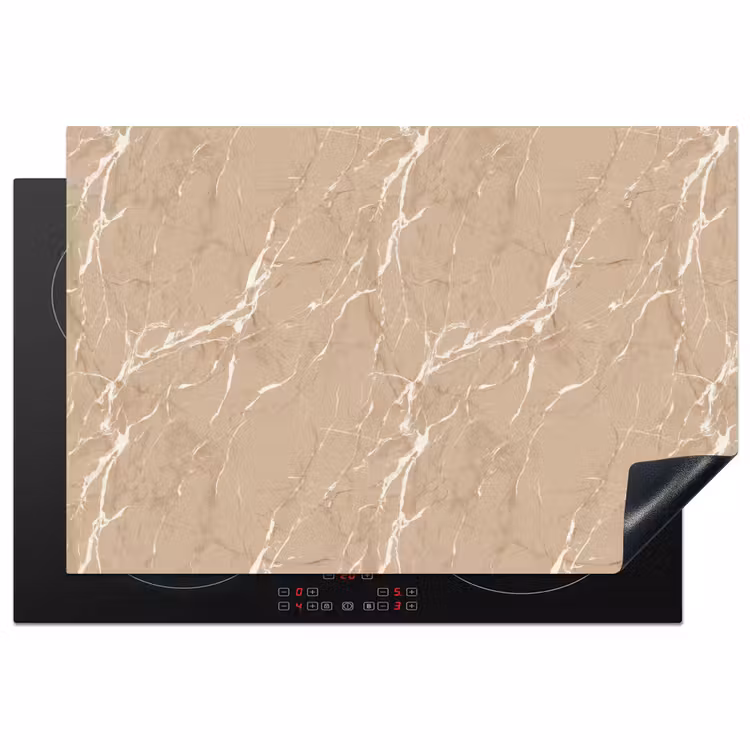 Inductie beschermer - Beige - Marmer - Organisch - Wit — 1