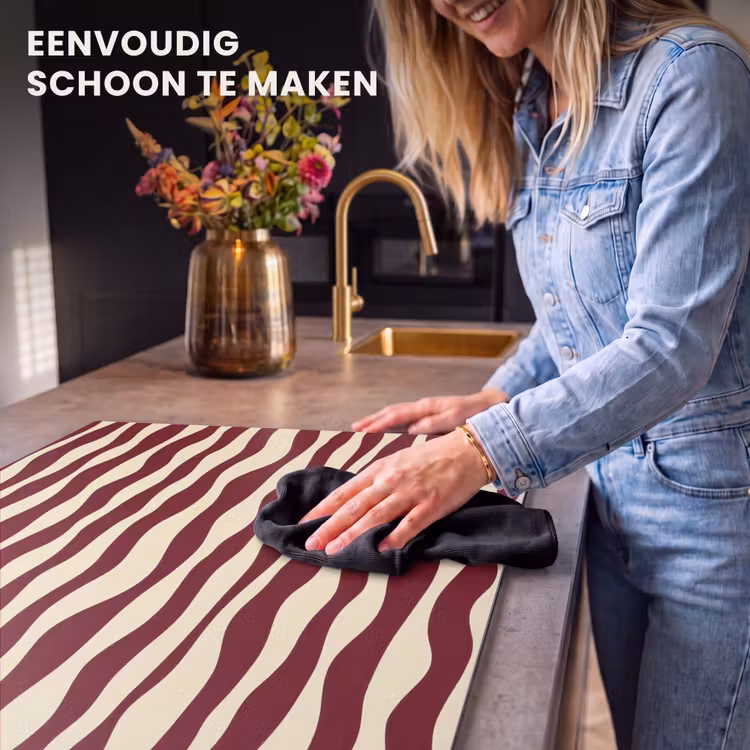 Inductie beschermer - Golven - Rood - Patroon - Crème — 6