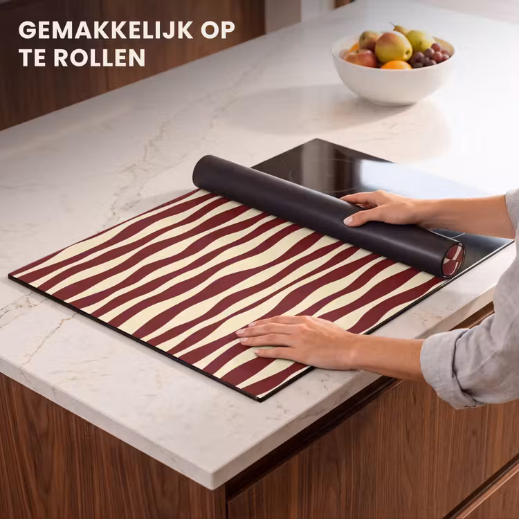 Inductie beschermer - Golven - Rood - Patroon - Crème — 7