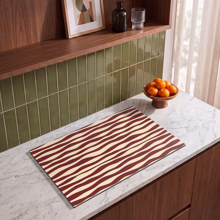 Inductie beschermer - Golven - Rood - Patroon - Crème — 8