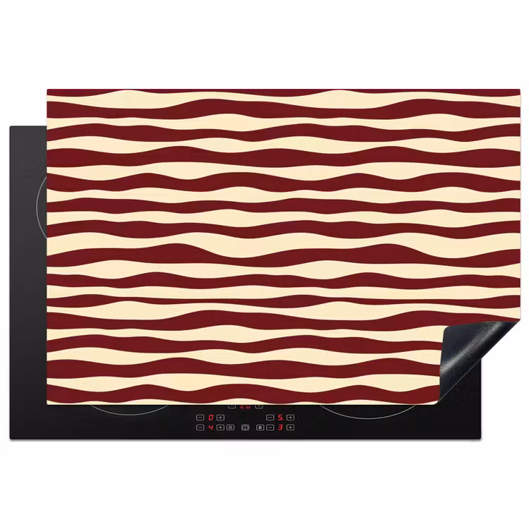Inductie beschermer - Golven - Rood - Patroon - Crème — 1