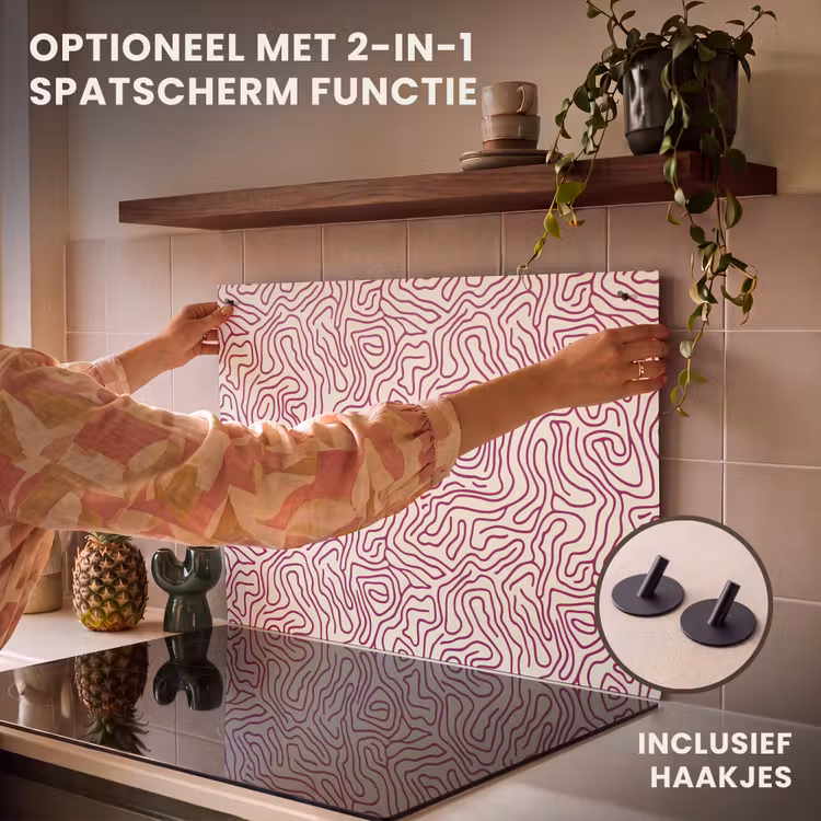 Inductie beschermer - Kronkelende lijn - Magenta - Crème — 10