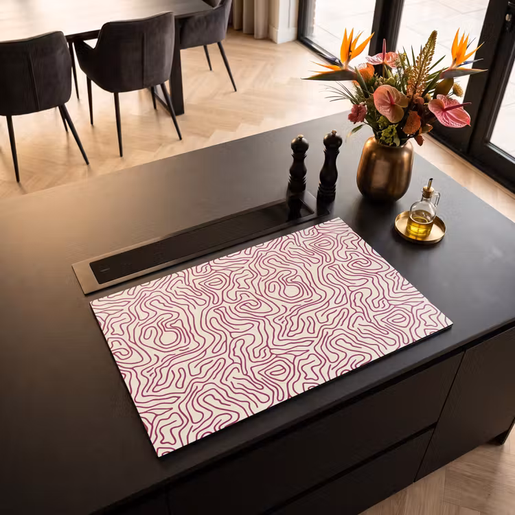 Inductie beschermer - Kronkelende lijn - Magenta - Crème — 5