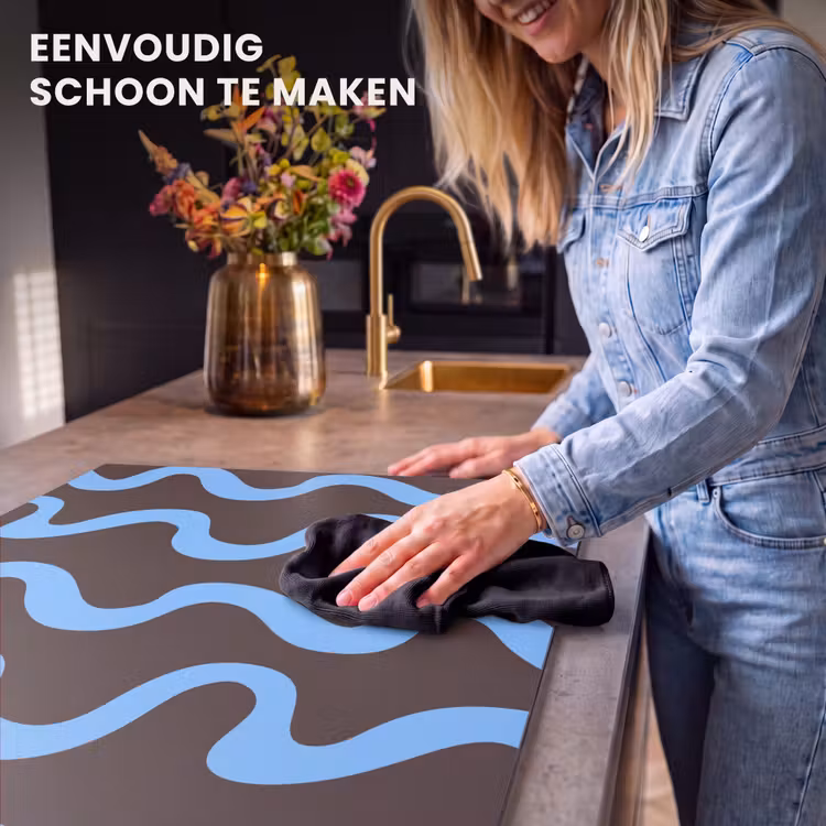 Inductie beschermer - Kronkelende lijnen - Blauw - Bruin - Minimalistisch — 6