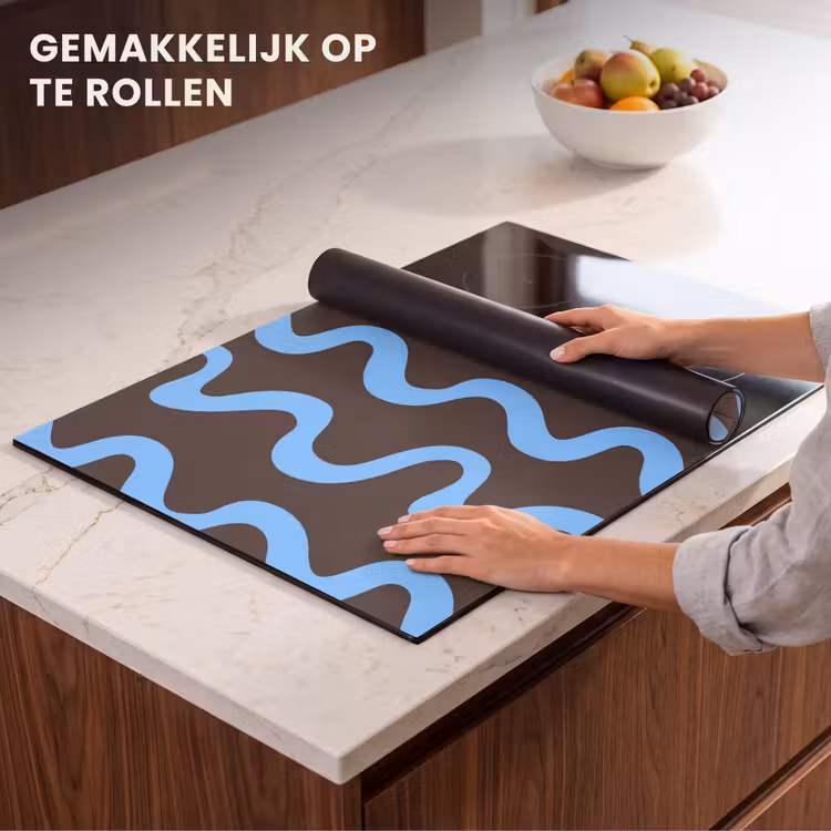 Inductie beschermer - Kronkelende lijnen - Blauw - Bruin - Minimalistisch — 7