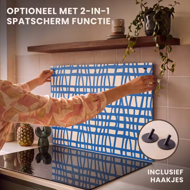 Inductie beschermer - Ruitpatroon - Blauw - Crème — 10
