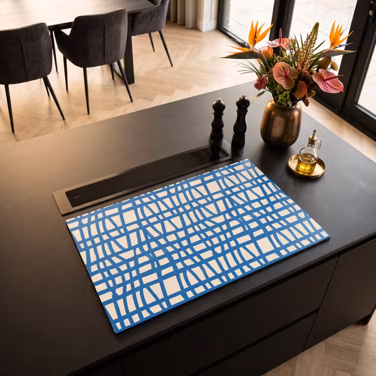 Inductie beschermer - Ruitpatroon - Blauw - Crème — 5
