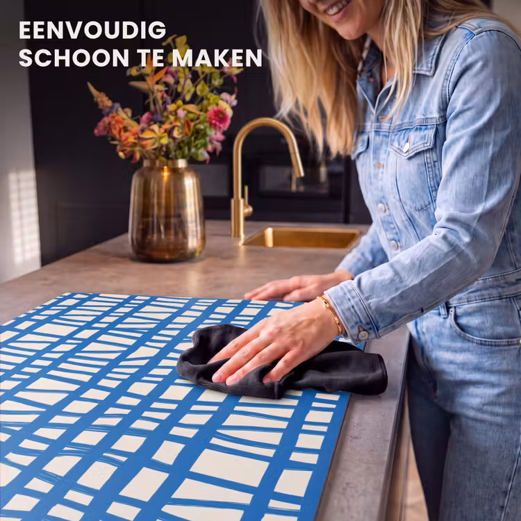 Inductie beschermer - Ruitpatroon - Blauw - Crème — 6