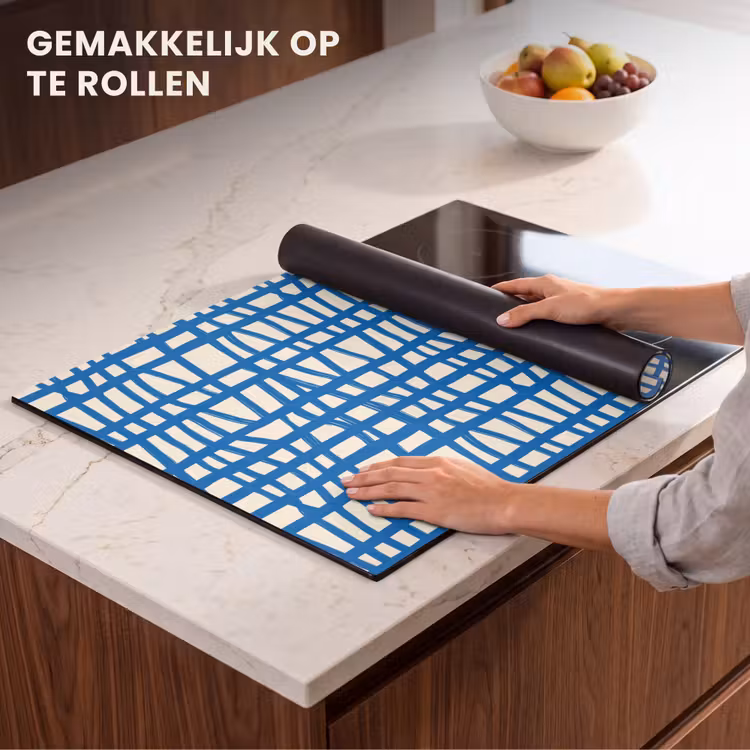Inductie beschermer - Ruitpatroon - Blauw - Crème — 7