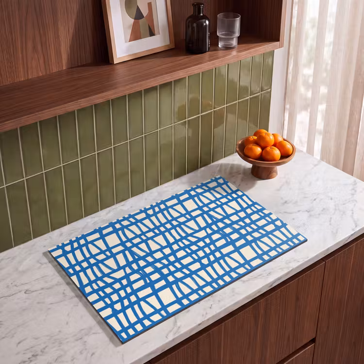 Inductie beschermer - Ruitpatroon - Blauw - Crème — 8