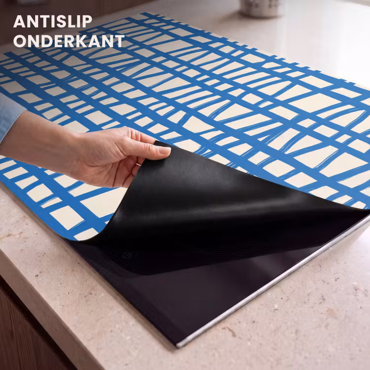 Inductie beschermer - Ruitpatroon - Blauw - Crème — 9