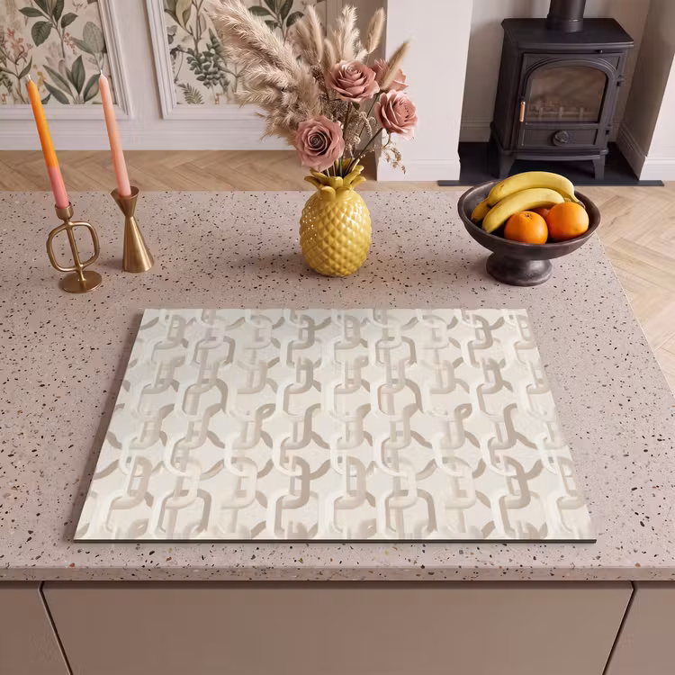 Inductie beschermer - Motief - Abstract - Beige — 2