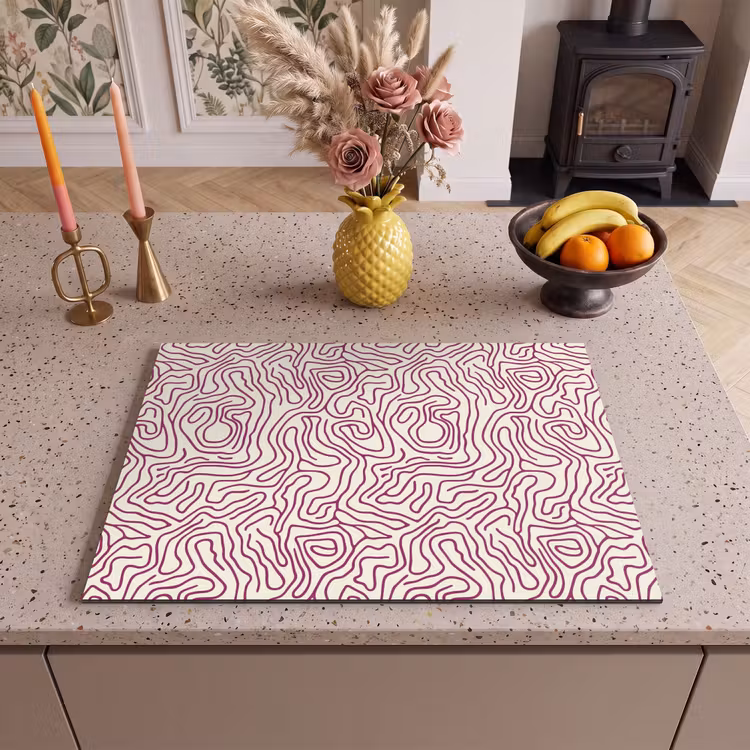 Inductie beschermer - Kronkelende lijn - Magenta - Crème — 2