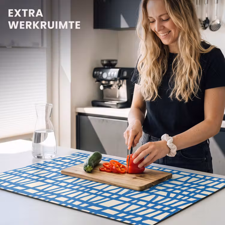 Inductie beschermer - Ruitpatroon - Blauw - Crème — 4