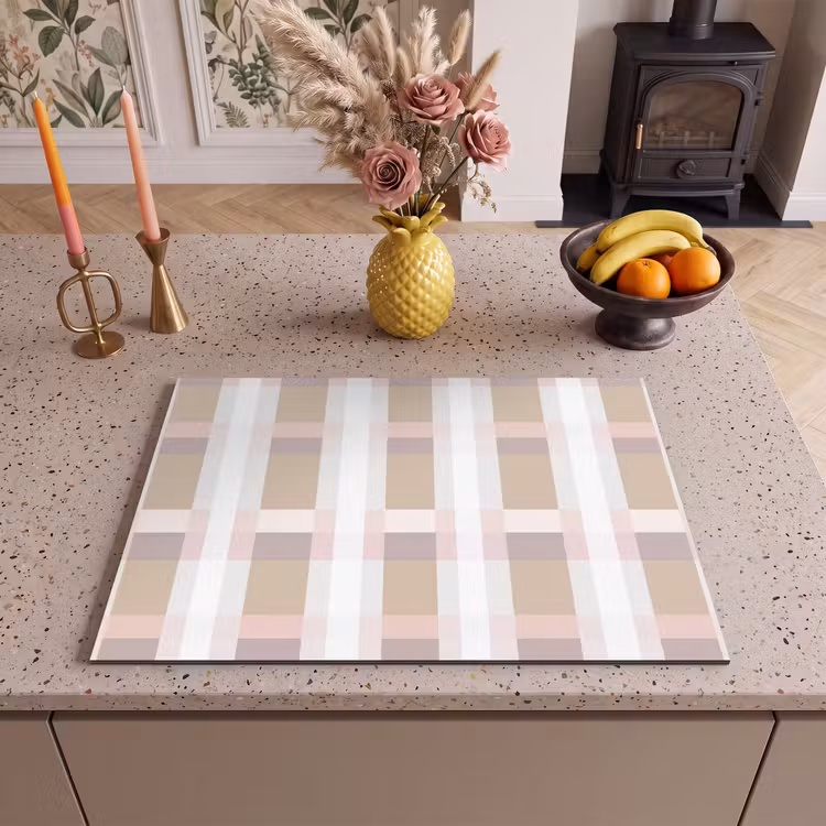 Inductie beschermer - Ruitpatroon - Aardetinten - Minimalistisch — 2