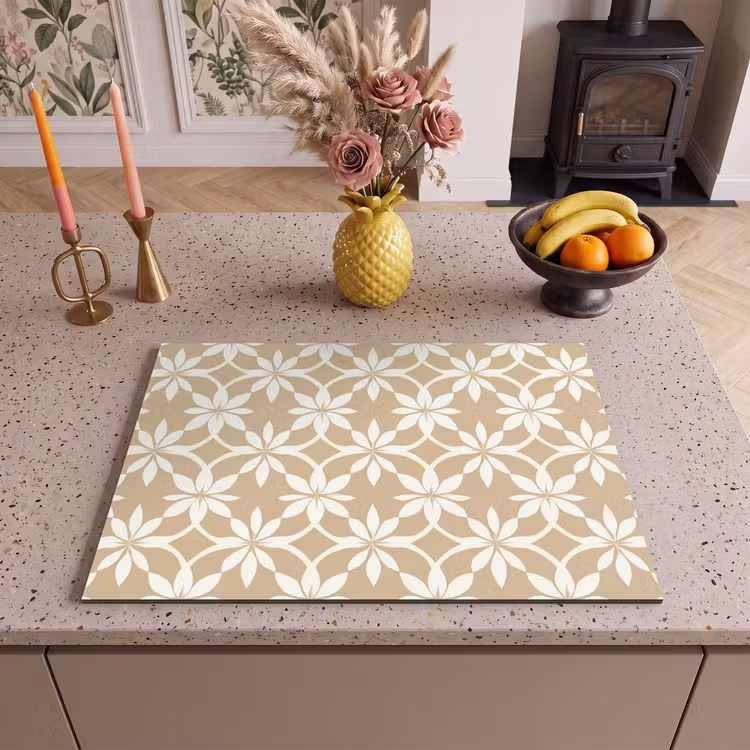 Inductie beschermer - Bloemen - Patroon - Beige — 2