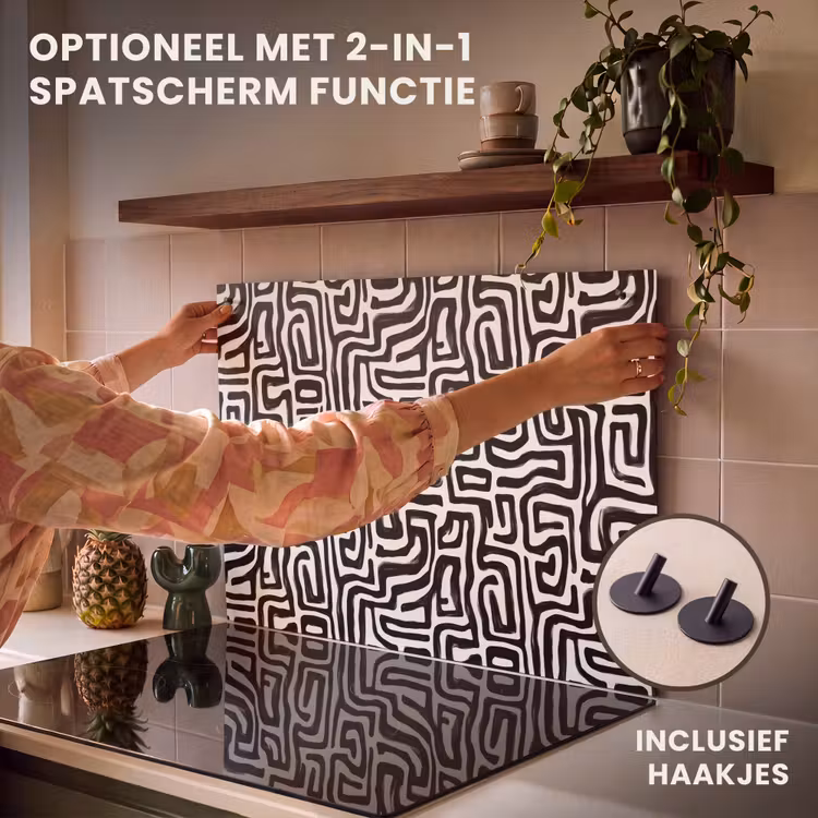 Inductie beschermer - Grafisch - Lijnen - Zwart - Wit — 10