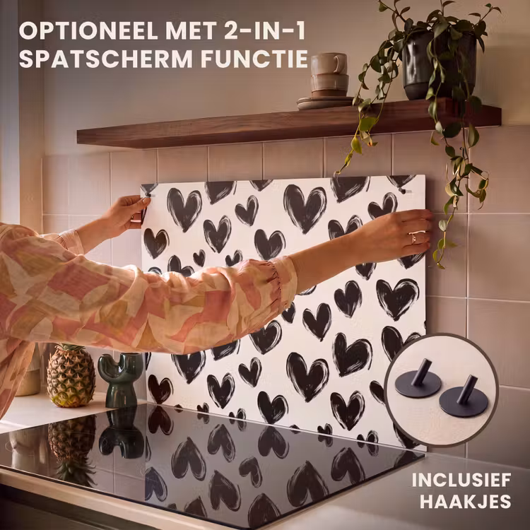 Inductie beschermer - Hartjes - Patroon - Zwart — 10