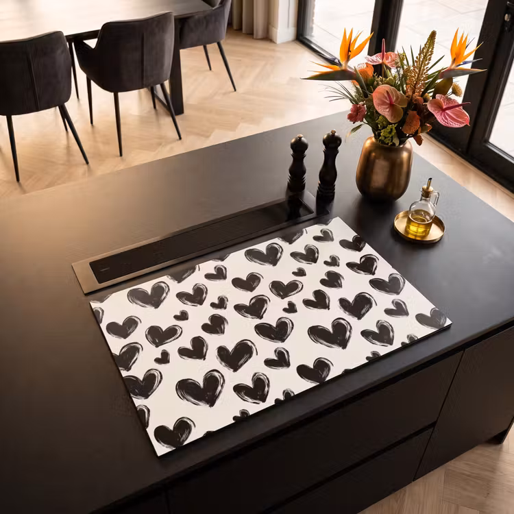 Inductie beschermer - Hartjes - Patroon - Zwart — 5
