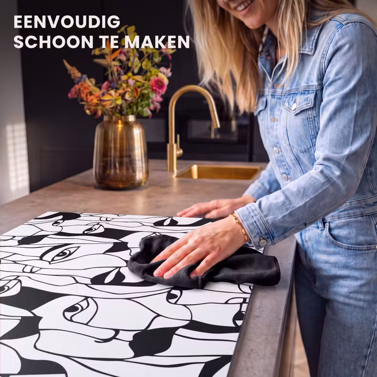 Inductie beschermer - Lijnen - Gezichten - Zwart - Wit — 6