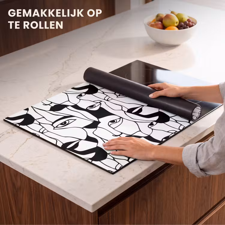 Inductie beschermer - Lijnen - Gezichten - Zwart - Wit — 7