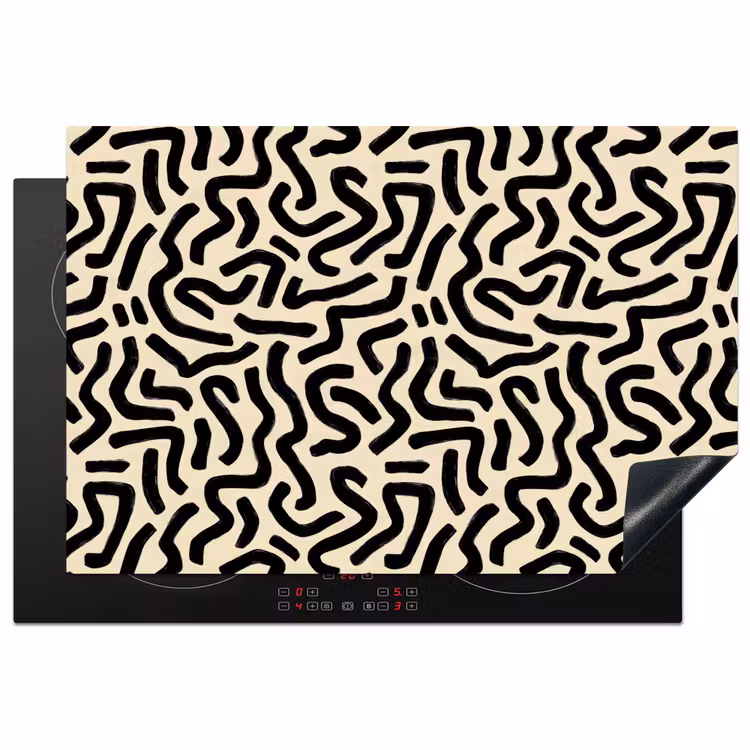Inductie beschermer - Abstract - Lijnen - Zwart — 1