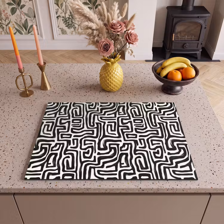 Inductie beschermer - Grafisch - Lijnen - Zwart - Wit — 2