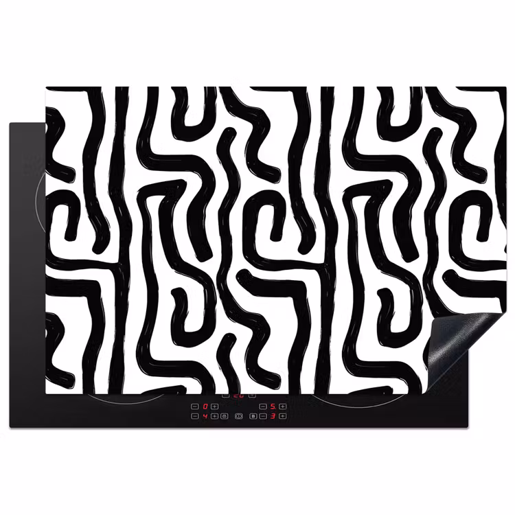 Inductie beschermer - Modern - Lijnen - Zwart — 1