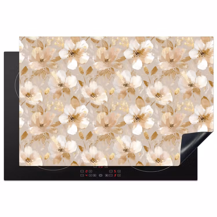 Inductie beschermer - Bloemen - artistiek - Goud — 1