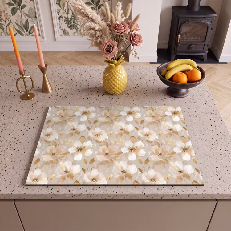Inductie beschermer - Bloemen - artistiek - Goud — 2