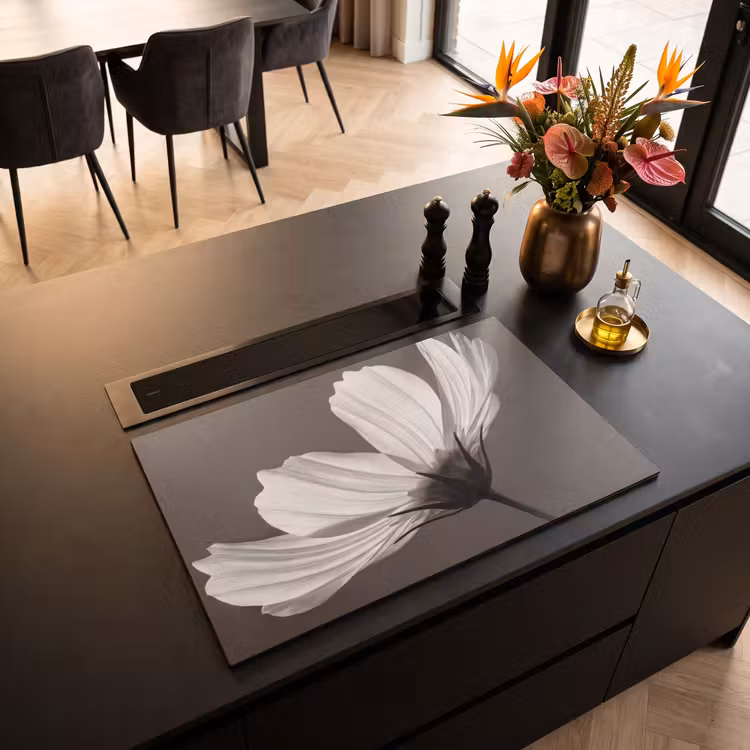 Inductie beschermer - Bloem - Minimalistisch - Zwart - Wit — 5