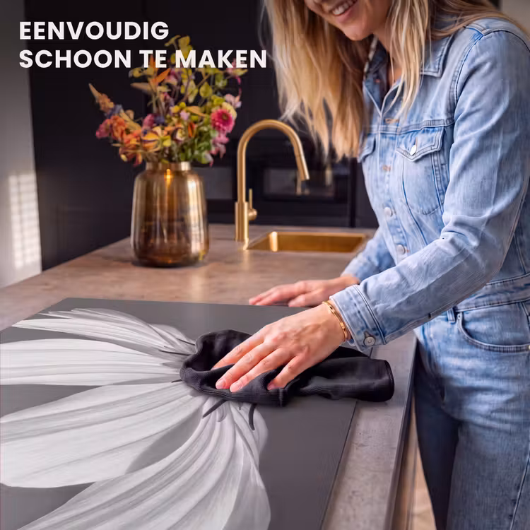 Inductie beschermer - Bloem - Minimalistisch - Zwart - Wit — 6