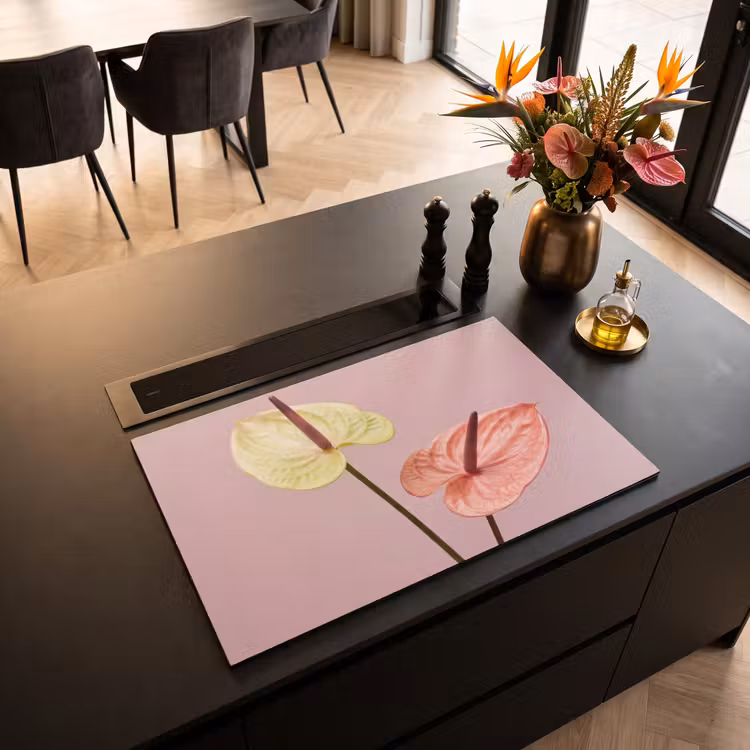 Inductie beschermer - Bloemen - Anthuriums - Geel - Roze — 5