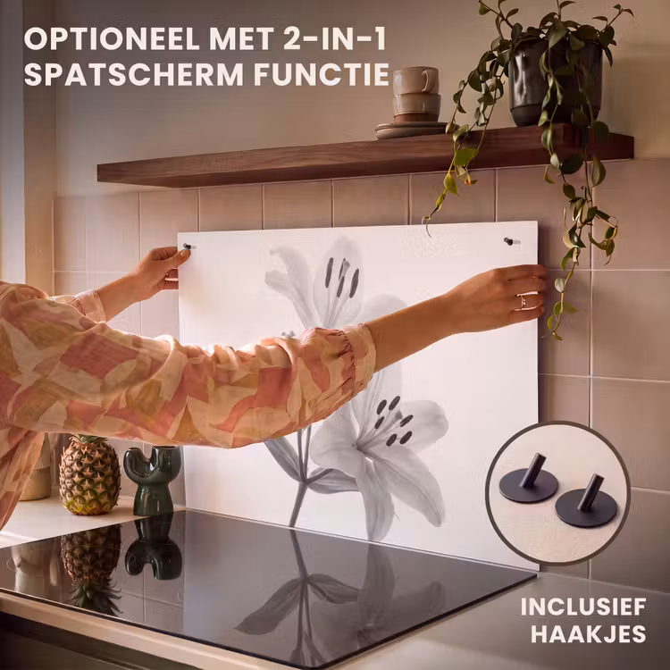 Inductie beschermer - Lelies - Elegant - Zwart - Wit — 10