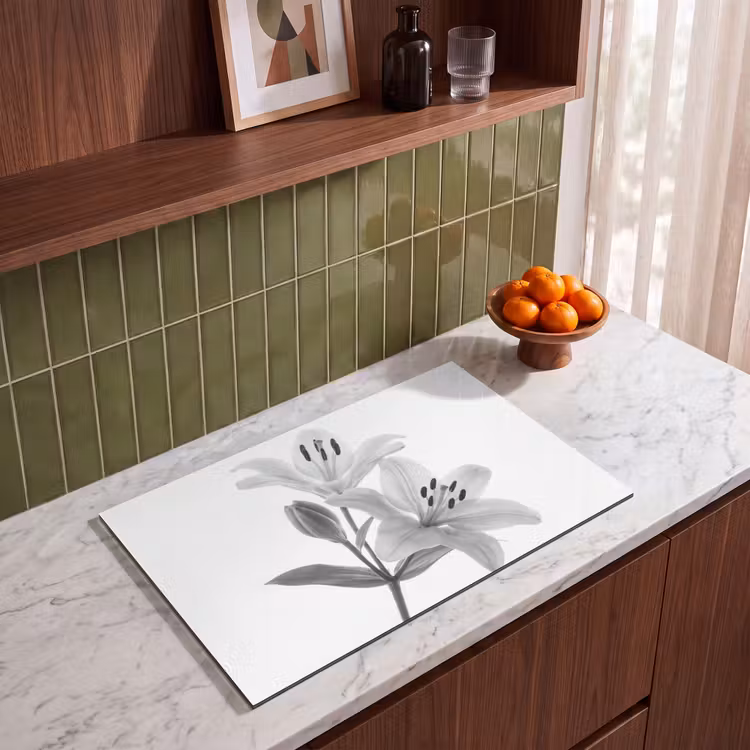 Inductie beschermer - Lelies - Elegant - Zwart - Wit — 8
