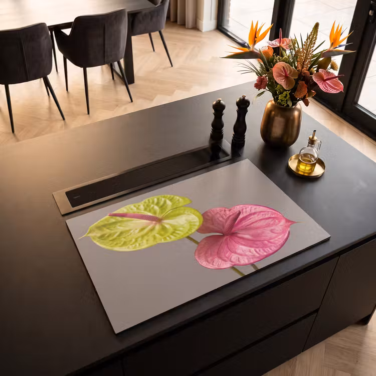 Inductie beschermer - Planten - Anthurium - Groen - Roze — 5