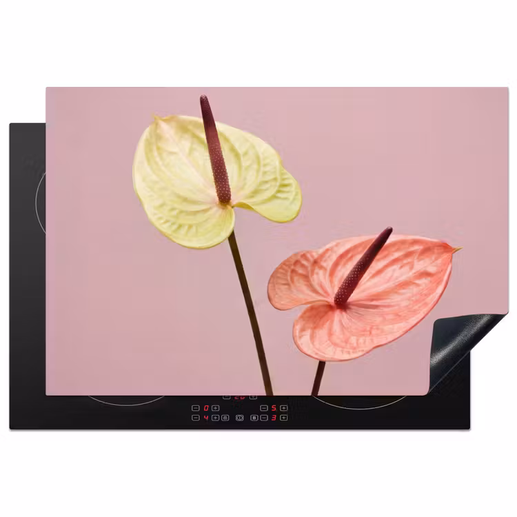 Inductie beschermer - Bloemen - Anthuriums - Geel - Roze — 1