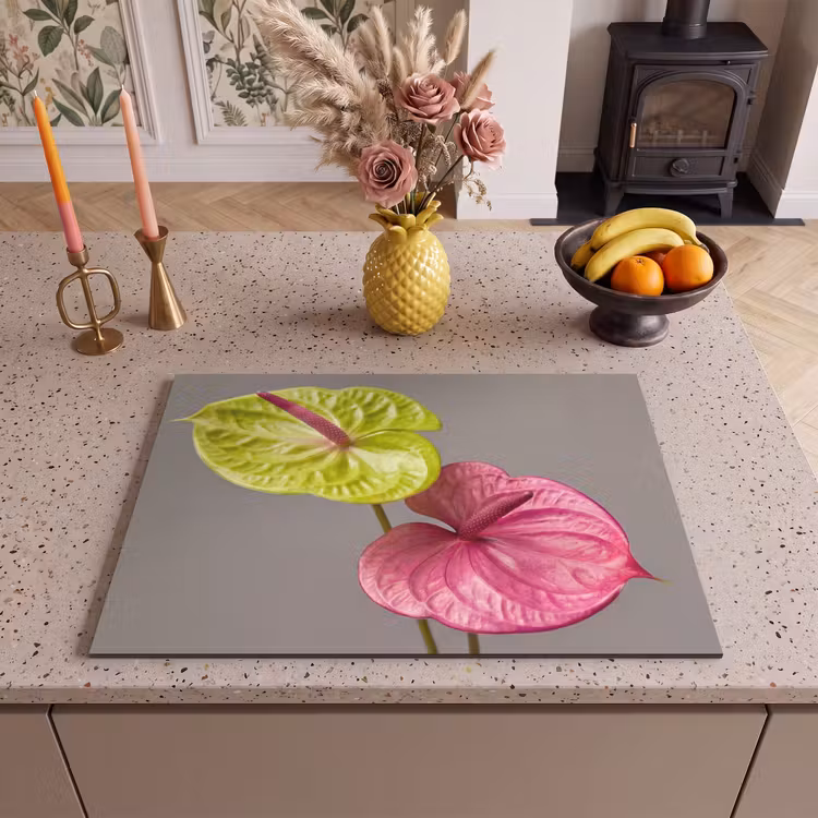 Inductie beschermer - Planten - Anthurium - Groen - Roze — 2