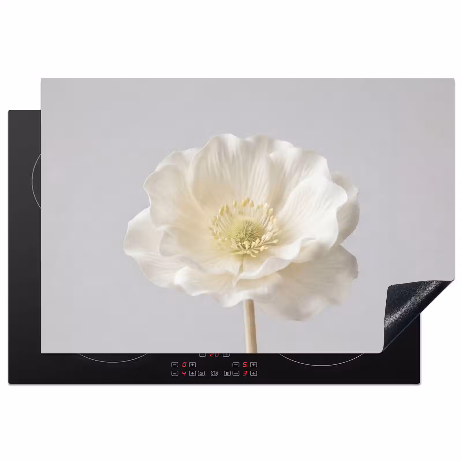 Inductie beschermer - Bloem - Minimalistisch -Wit — 1