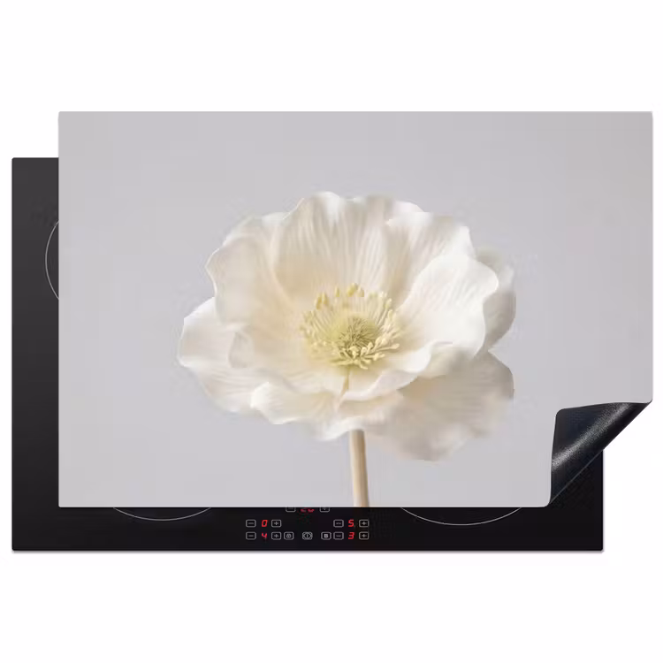 Inductie beschermer - Bloem - Minimalistisch -Wit — 1
