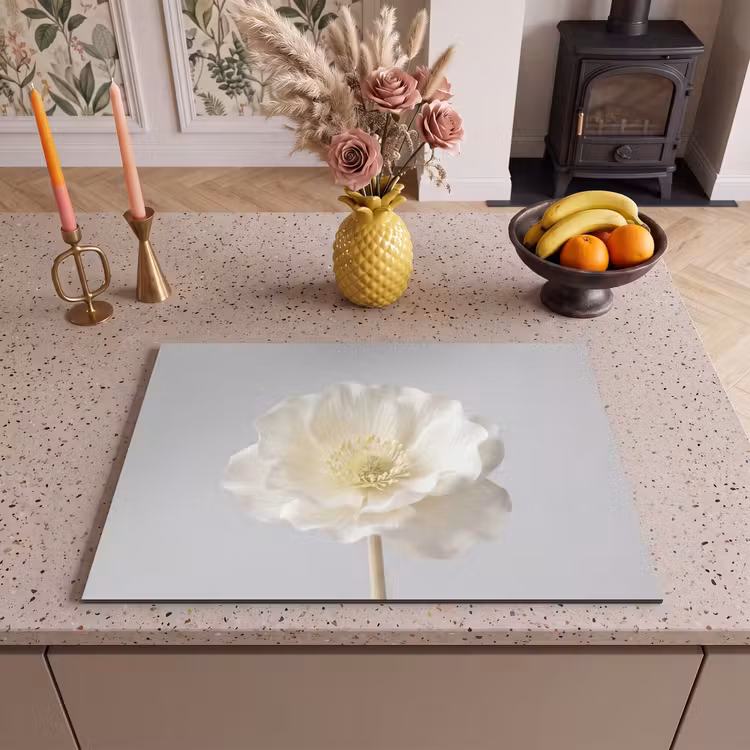 Inductie beschermer - Bloem - Minimalistisch -Wit — 2