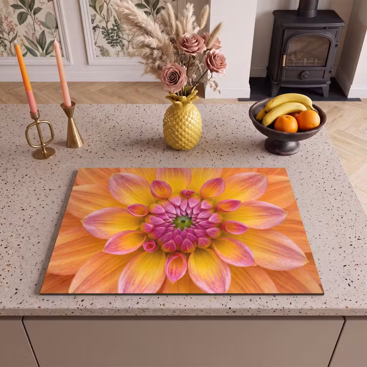 Inductie beschermer - Dahlia - Bloem - Oranje — 2