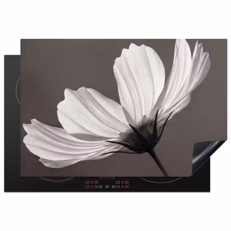 Inductie beschermer - Bloem - Minimalistisch - Zwart - Wit — 1