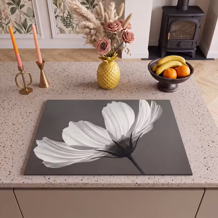 Inductie beschermer - Bloem - Minimalistisch - Zwart - Wit — 2