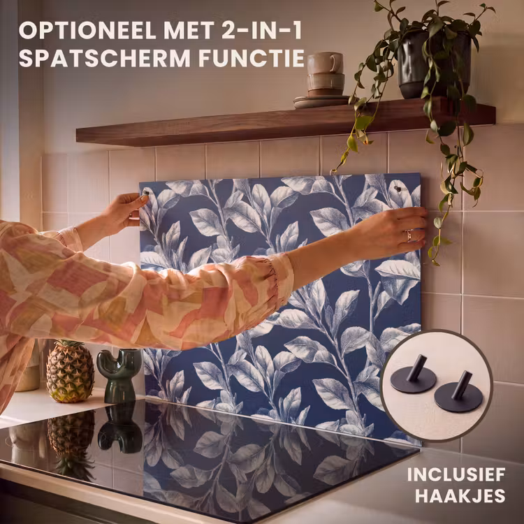 Inductie beschermer - Botanisch - Patroon - Blauw — 10