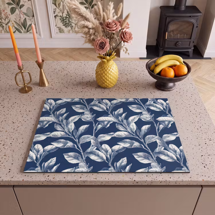 Inductie beschermer - Botanisch - Patroon - Blauw — 2