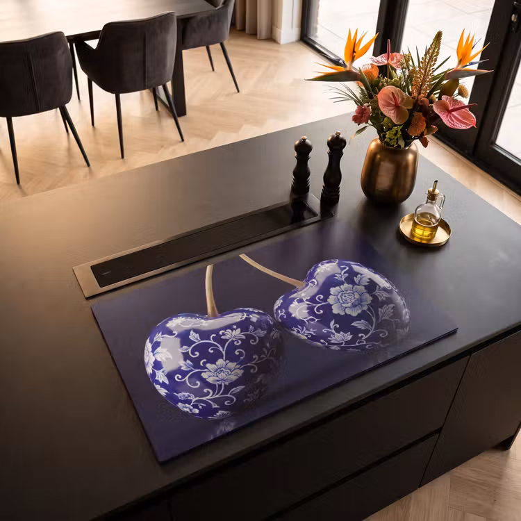 Inductie beschermer - Porselein- Kersen - Delfts - Blauw — 5