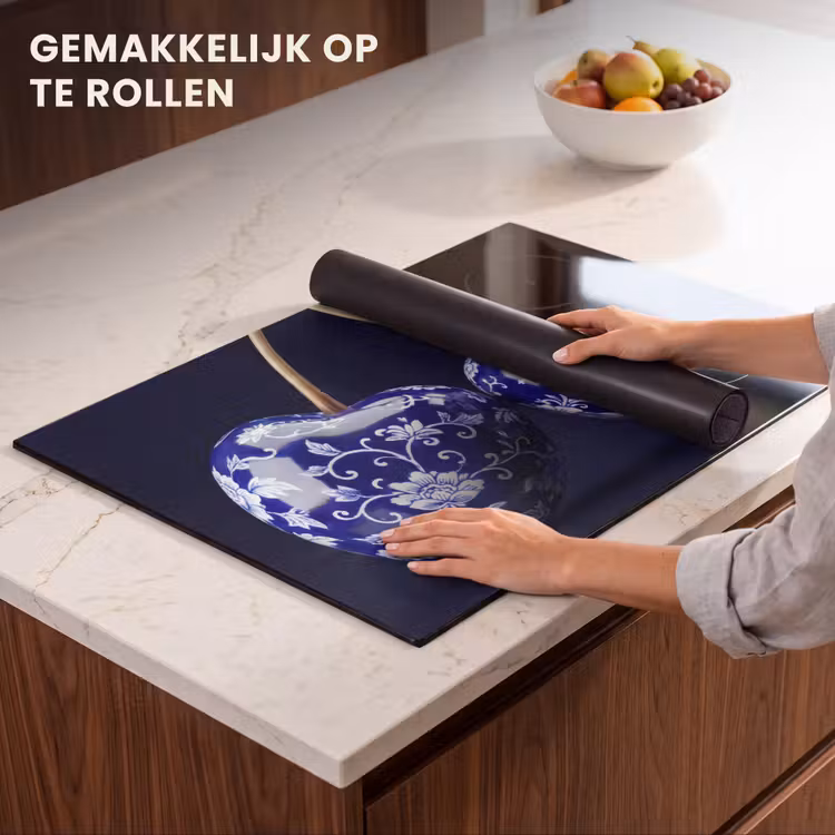 Inductie beschermer - Porselein- Kersen - Delfts - Blauw — 7