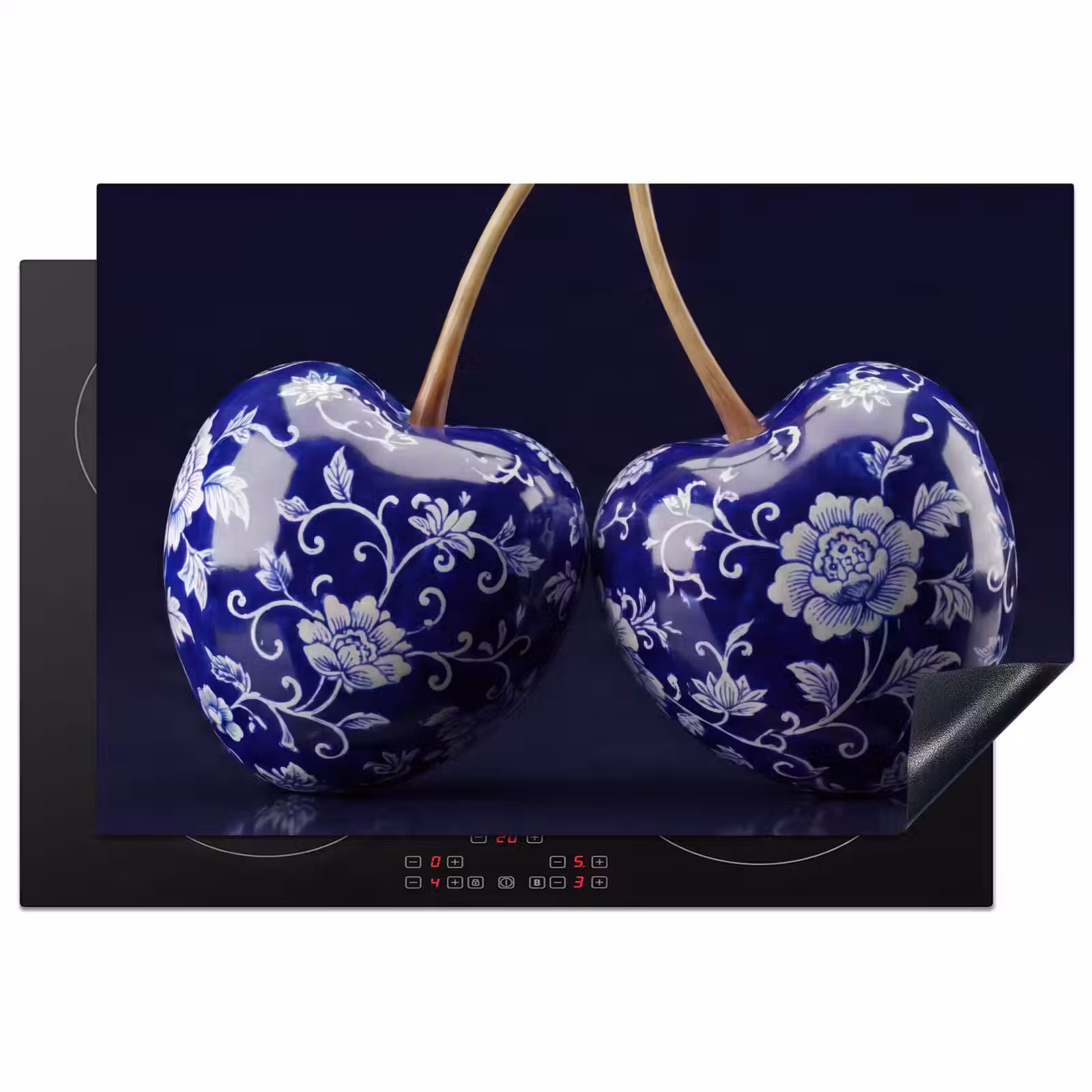 Inductie beschermer - Porselein- Kersen - Delfts - Blauw — 1