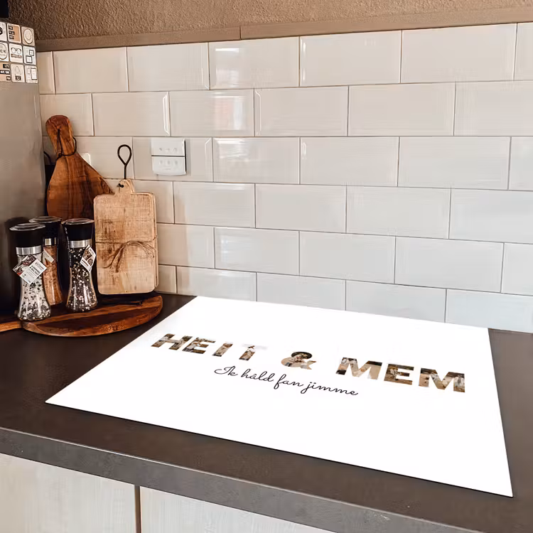 Gepersonaliseerde inductie beschermer - Heit & Mem - Lettercollage — 2